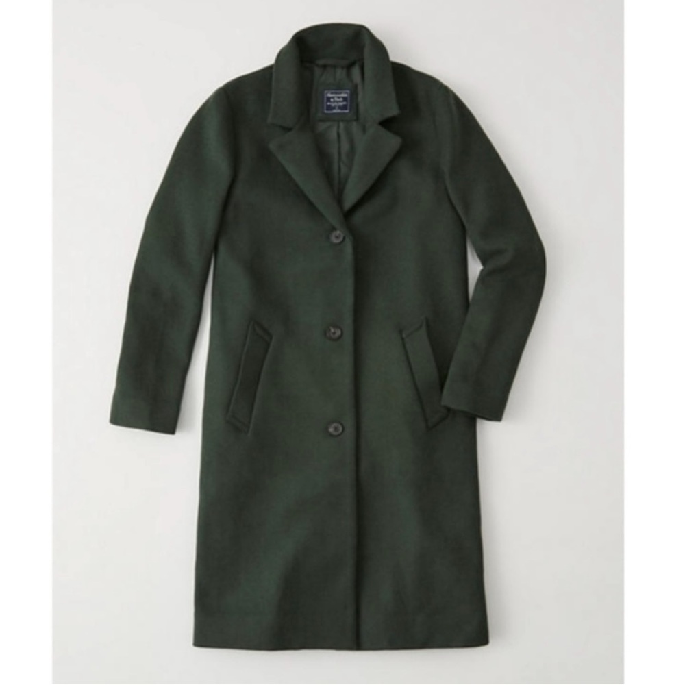 Abercrombie Women’s Wool Dad Coat in Forest Green size Small